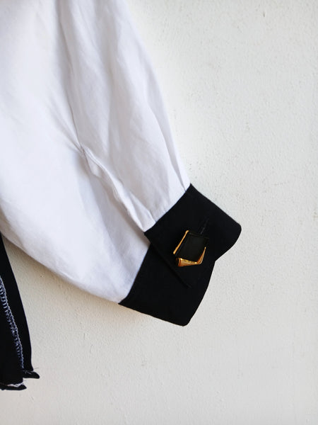 Camisa Vintage B/N y Botones Originales