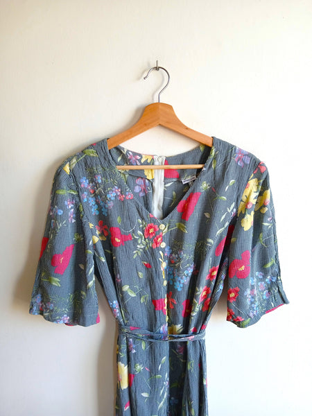 Vestido Vintage Cuadritos y Flores