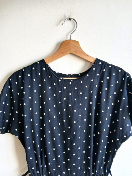 Vestido Vintage Negro Lunares
