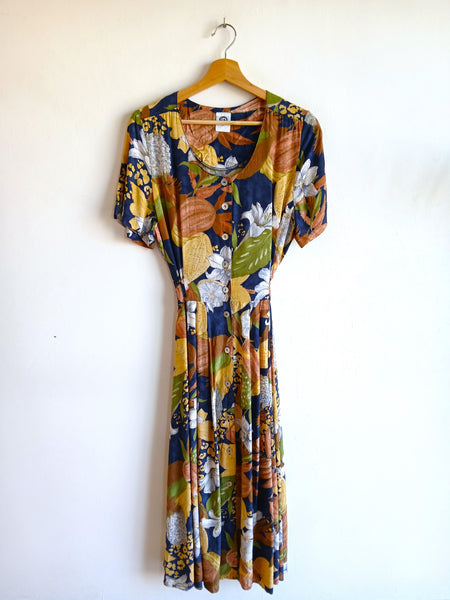Vestido Vintage Abotonado Flores