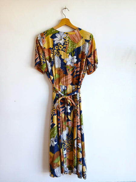 Vestido Vintage Abotonado Flores