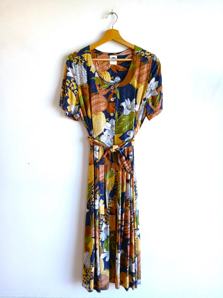 Vestido Vintage Abotonado Flores