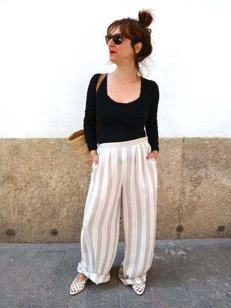 Pantalones Vintage Rayas Seda