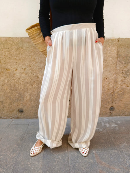 Pantalones Vintage Rayas Seda
