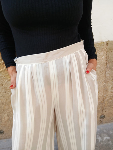 Pantalones Vintage Rayas Seda