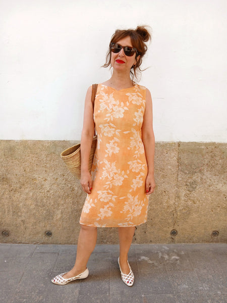 Vestido Vintage 100% Seda Flores