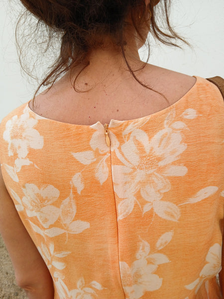 Vestido Vintage 100% Seda Flores