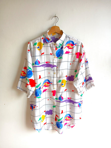Camisa Vintage Cuadros y Frutas