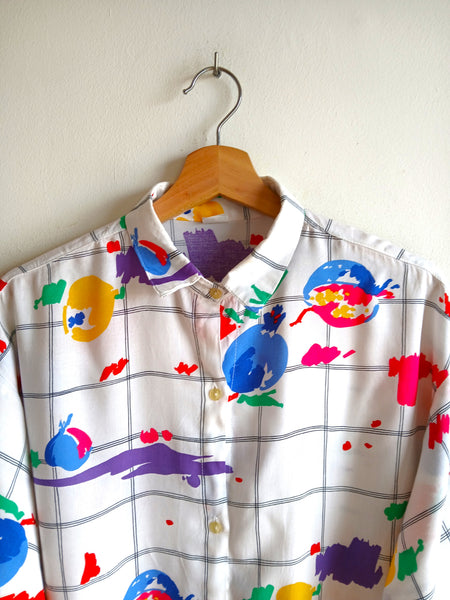 Camisa Vintage Cuadros y Frutas