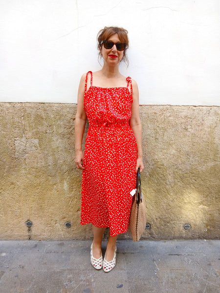 Vestido Vintage Rojo Lunares
