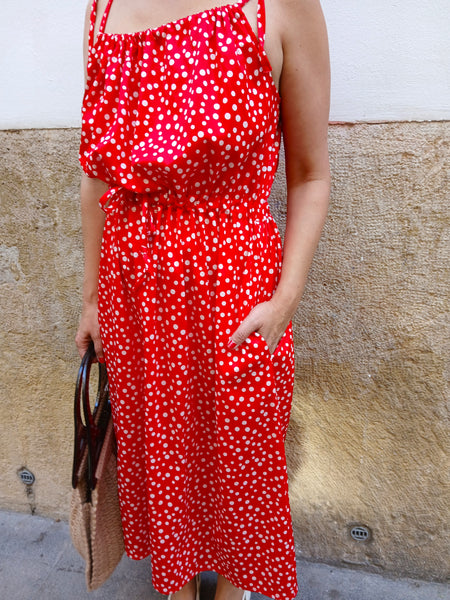 Vestido Vintage Rojo Lunares