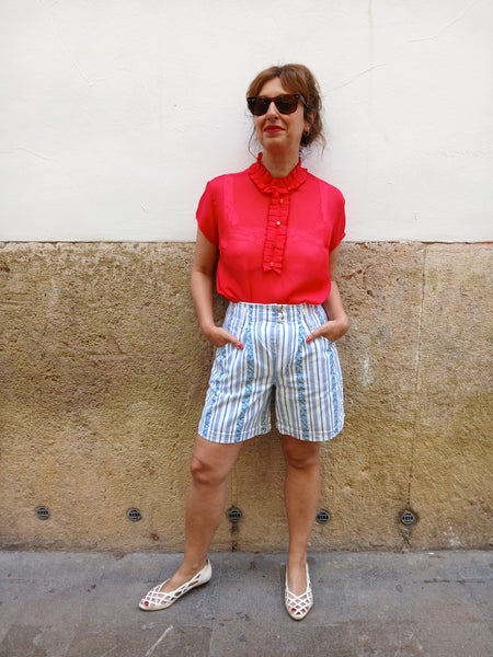 Camisa Vintage Roja Trevira Georgette