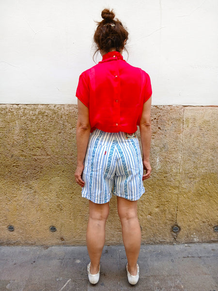 Camisa Vintage Roja Trevira Georgette