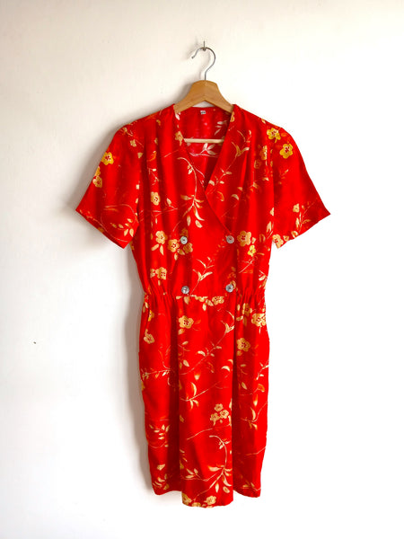 Vestido Vintage Rojo y Florecillas