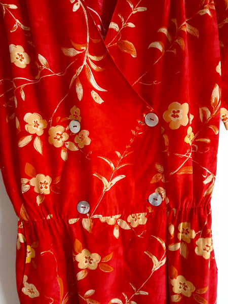 Vestido Vintage Rojo y Florecillas