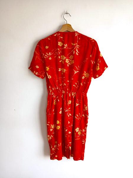 Vestido Vintage Rojo y Florecillas