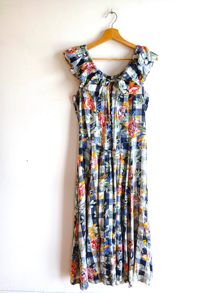 Vestido Vintage Cuadros y Flores