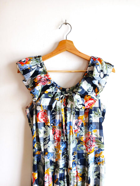 Vestido Vintage Cuadros y Flores