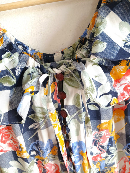 Vestido Vintage Cuadros y Flores