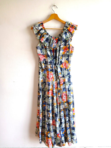 Vestido Vintage Cuadros y Flores