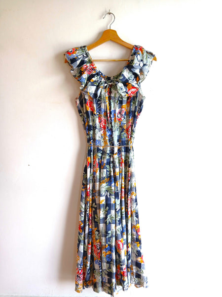 Vestido Vintage Cuadros y Flores