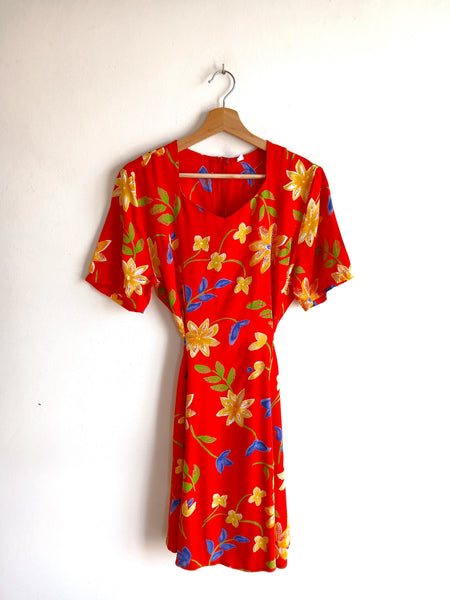 Vestido Vintage Rojo Flores