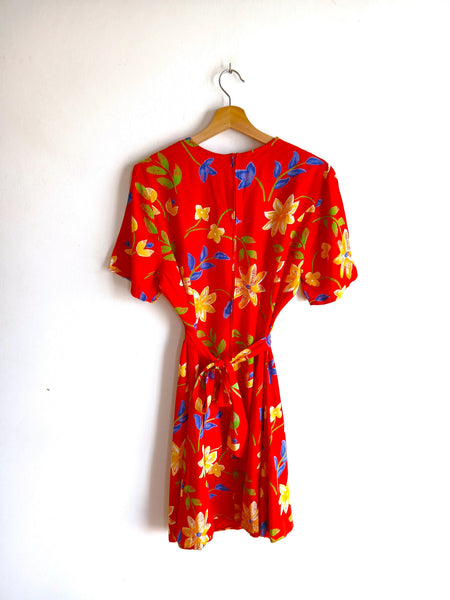 Vestido Vintage Rojo Flores