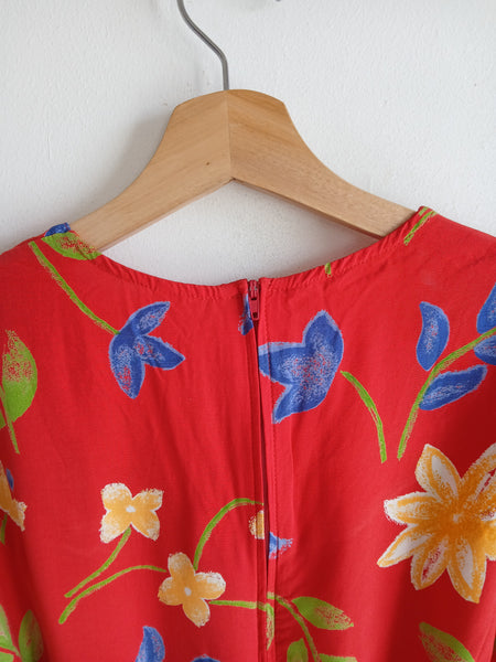 Vestido Vintage Rojo Flores