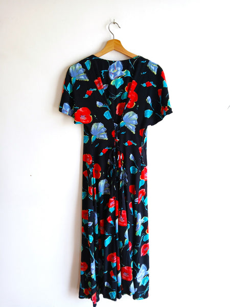 Vestido Vintage Negro Flores