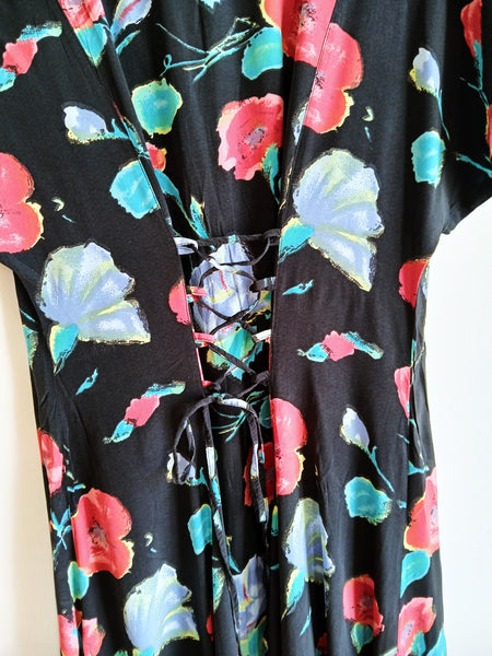 Vestido Vintage Negro Flores