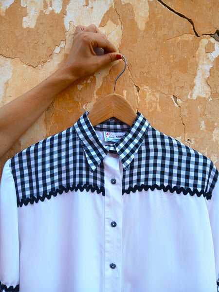 Camisa Vintage Blanco Cuadros