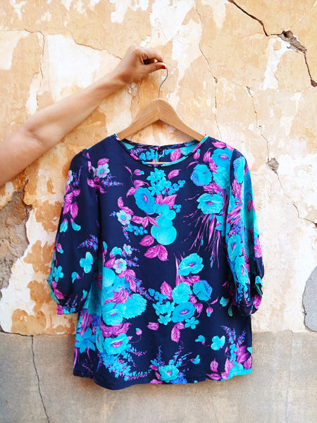 Camisa Vintage Hecha a Mano Seda