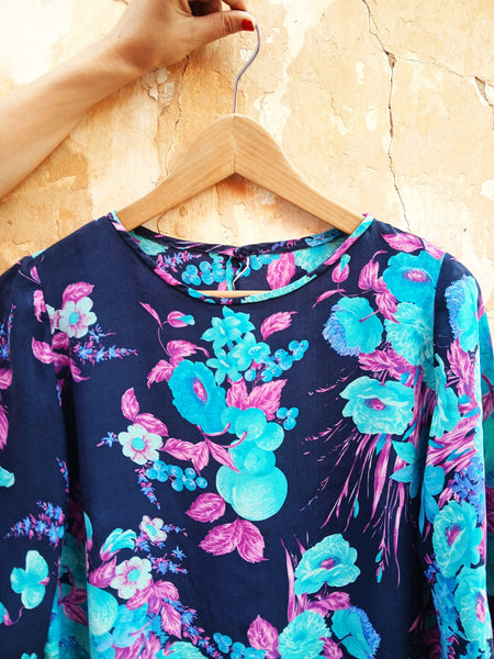 Camisa Vintage Hecha a Mano Seda
