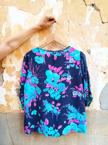 Camisa Vintage Hecha a Mano Seda