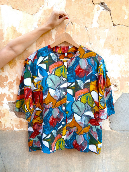 Camisa Vintage Flores Abstractas