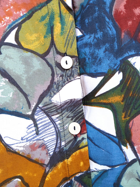 Camisa Vintage Flores Abstractas