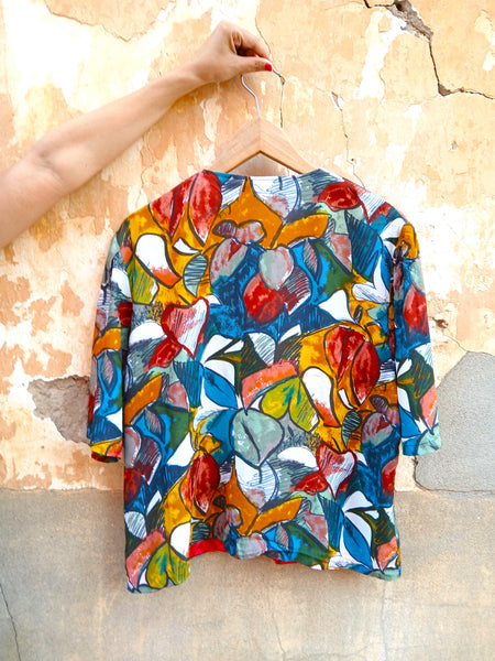 Camisa Vintage Flores Abstractas