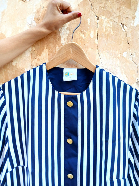 Camisa Vintage Rayas y Botones Dorados
