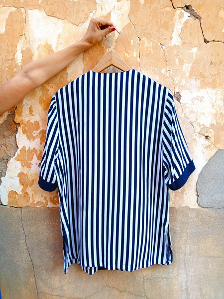 Camisa Vintage Rayas y Botones Dorados