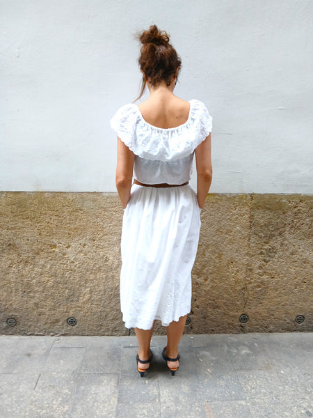 Vestido Vintage Blanco Bordados Flores