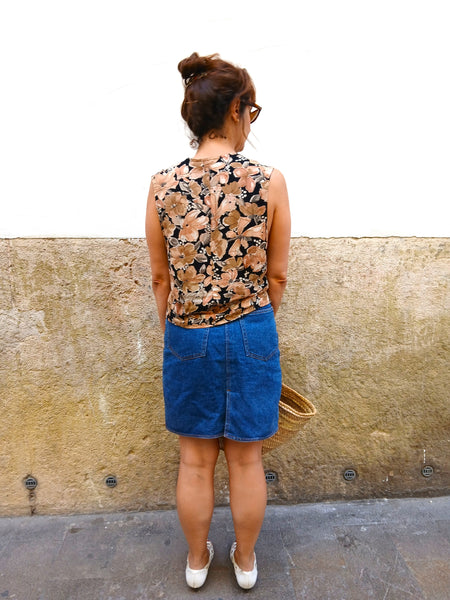 Camisa Vintage Flores Sin Mangas