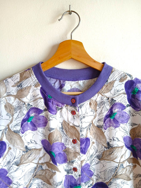 Camisa Vintage Flores Moradas