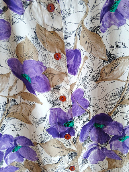 Camisa Vintage Flores Moradas