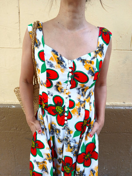 Vestido Vintage Tirantes Flores CHACOK