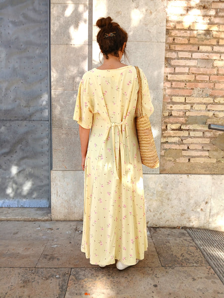 Vestido Vintage Amarillo Flores