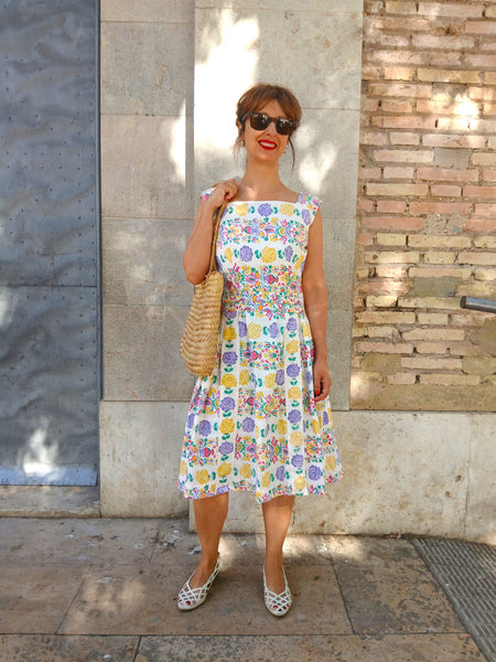 Vestido Vintage Hecho a Mano Flores