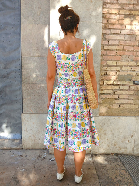 Vestido Vintage Hecho a Mano Flores