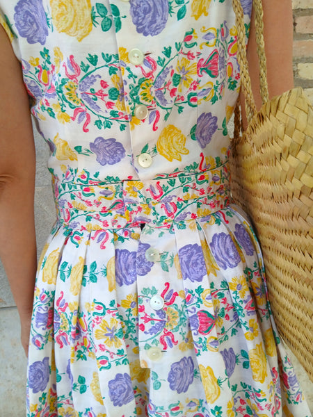Vestido Vintage Hecho a Mano Flores