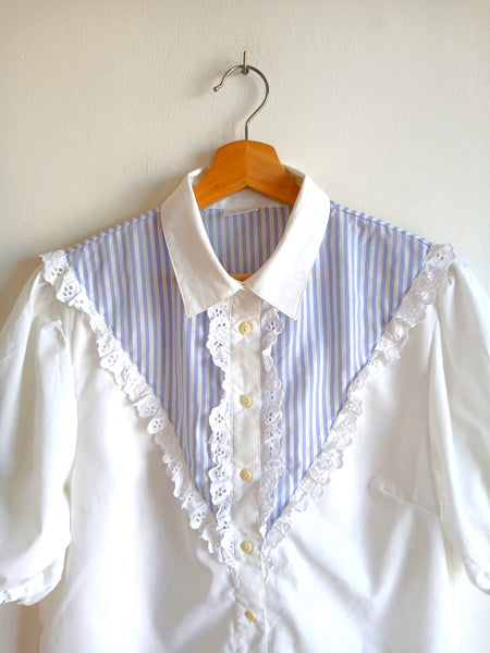 Camisa Vintage Rayitas Azules