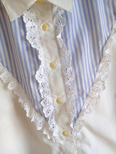 Camisa Vintage Rayitas Azules